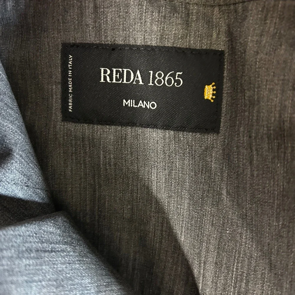 J. Hilburn Reda 1865 Blue Grid Check Pleated Cuffed Wool Dress Pants Mens 38x31